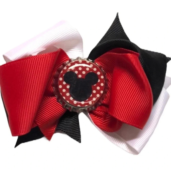 BOUTIQUE 4” BOW NEW MICKEY MOUSE HAIR ACCESSORIES DISNEY - Picture 1 of 4